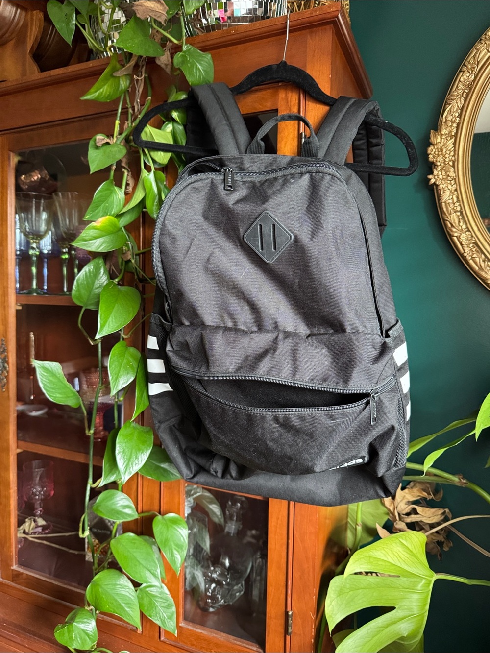adidas Black Men’s Backpack with White Stripe Accents